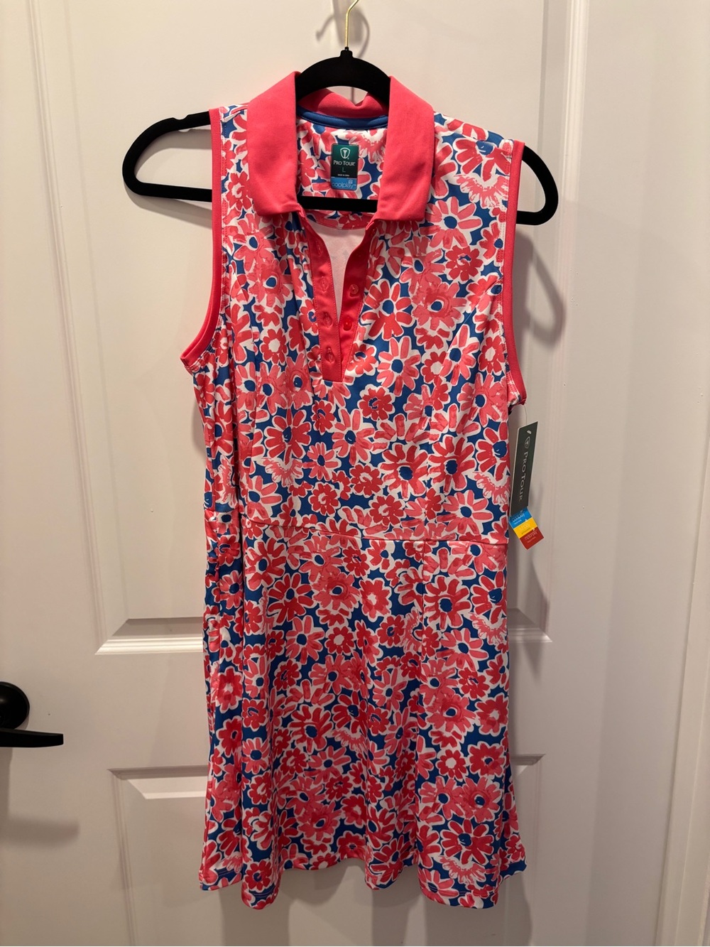 Sleeveless Pink Floral Polo Dress
